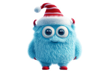 Colorful Christmas Creature 3D Clipart Isolated on Transparent Background