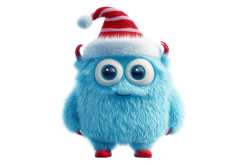 Colorful Christmas Creature 3D Clipart Isolated on Transparent Background