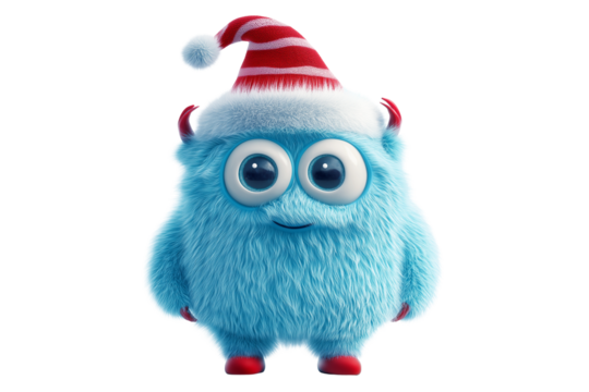 Colorful Christmas Creature 3D Clipart Isolated on Transparent Background