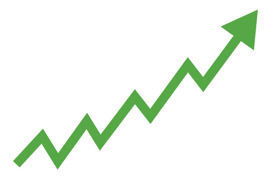 green business arrow rising up line graph. green line graph showing positive growth trend, trading profit, economic boom, business growth. line graph - Powered by Adobe