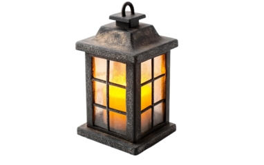Artistic display of frosted winter lantern in studio highlighting warm candlelight and seasonal decor isolated on transparent background PNG