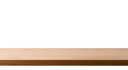 Empty wooden table top surface isolated on transparent background