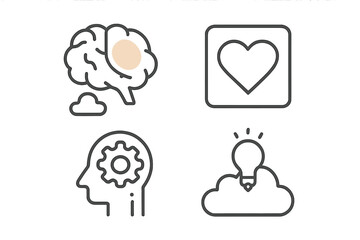 Symbols for mental health, cognitive function, thinking, and creative ideas