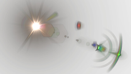 Radiant solar flare with rainbow light effects overlay, perfect for adding captivating energy and a...
