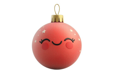 Adorable Velvet Christmas Ball Character Isolated on Transparent Background 