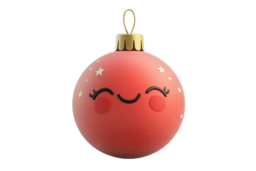 Adorable Velvet Christmas Ball Character Isolated on Transparent Background 