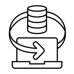 Database array and laptop isometric icon, info tech concept. Vector graphics. Data hoarding changes, exchange sign on white background, style icon mobile or web design.