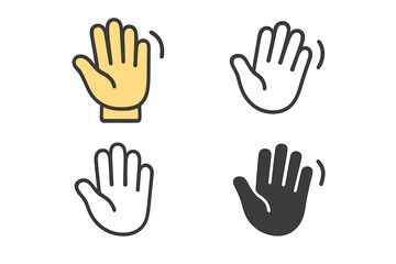 Waving hand gesture symbols for greeting, farewell, or attention signal