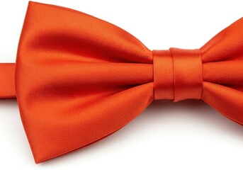 Closeup of a bright orange satin bow tie