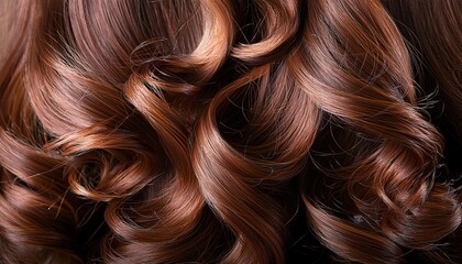 a closeup view of a bunch of shiny curls brown hair