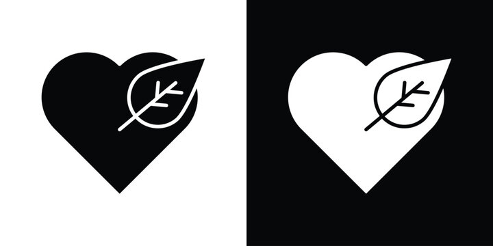 Leaf heart icon design concept. vector flat icons