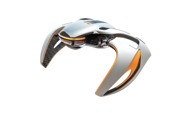 Smart wearable drone concept launching from a futuristic wrist device in a modern tech environment isolated on transparent background PNG