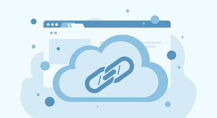 Cloud computing with hyperlink symbol representing data transfer and digital connection