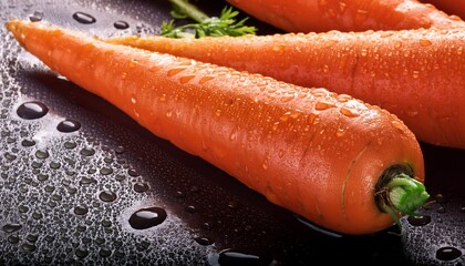 fresh orange carrots with water drops background