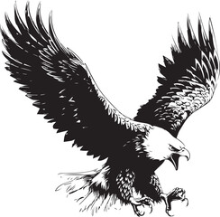 Majestic Eagle Silhouette Vector – Detailed Flying Eagle Illustration
