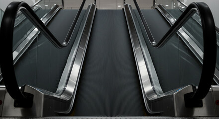 Empty moving walkway transportation hub perspective