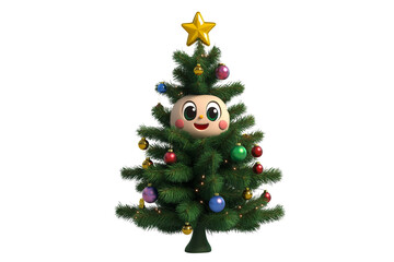 Adorable Christmas Tree Creature 3D Render Isolated on Transparent Background