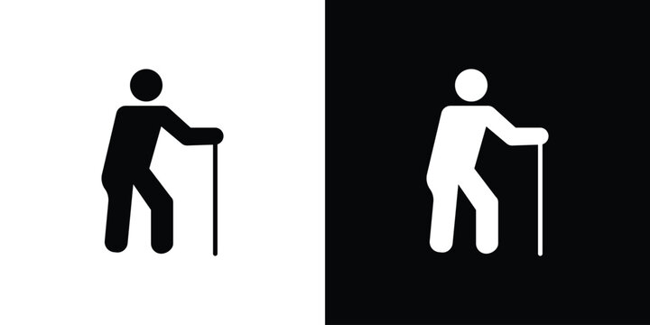 Person walking with cane icon design concept. vector flat icons