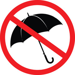No umbrella sign a prohibition symbol in red circle vector illustration isolated on white background © Aliza