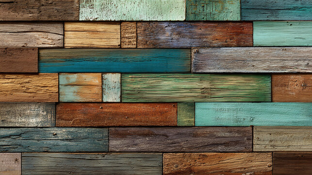 An artistic perspective of the wall with various wood planks