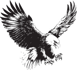 Majestic Eagle Silhouette Vector – Detailed Flying Eagle Illustration