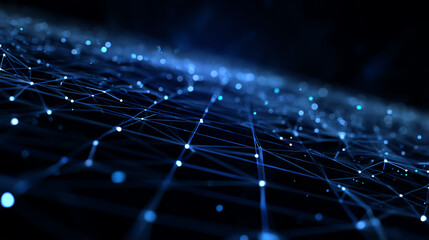 A stunning digital landscape showcasing interconnected nodes and lines in a captivating blue glow.