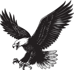 Majestic Eagle Silhouette Vector – Detailed Flying Eagle Illustration