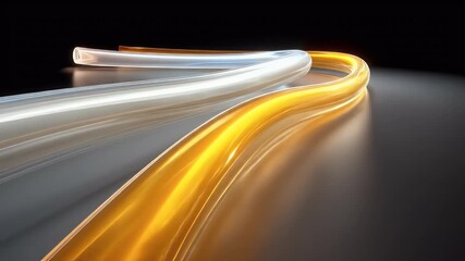 Dynamic light trails illustrating data transfer and digital communication. - Powered by Adobe