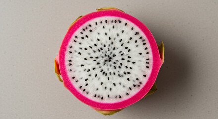 Dragon fruit cross section closeup