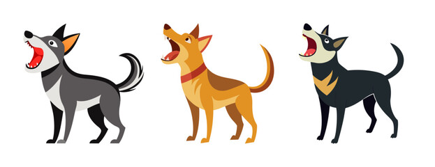 Obraz premium Three energetic dogs barking with joyful excitement