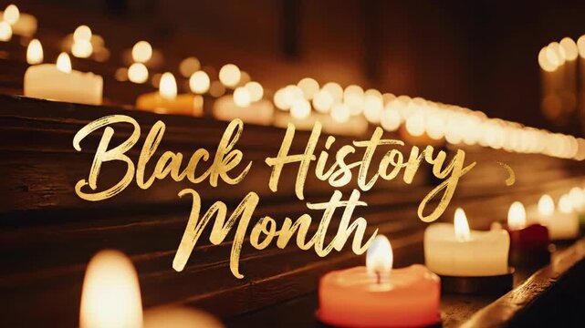 Black history month observance with glowing candles. Symbolic flame display honoring African American heritage and cultural legacy during February celebration.