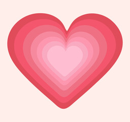Vector love illustration of a heart with a pink gradient. Sweet and romantic abstract element in flat design on white background.