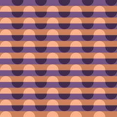 mid century, modern abstract half circles striped seamless pattern and background vector illustration