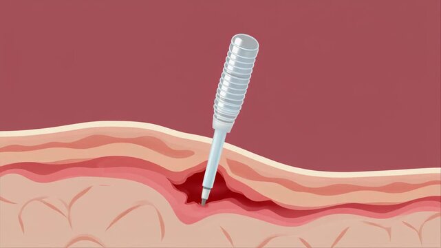 Animation of dissolvable suture used to close a wound