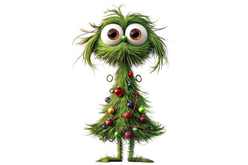 Festive Holiday Dog Tree Illustration Isolated on Transparent Background