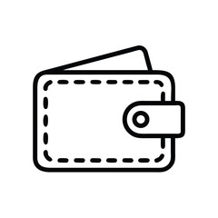 Wallet Money Icon Outline with Banknote in Minimal Clean Vector Style