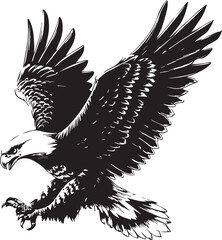 Majestic Eagle Silhouette Vector – Detailed Flying Eagle Illustration