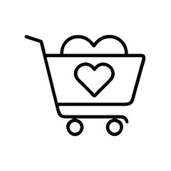 Wishlist Heart Icon with Heart Inside Shopping Cart in Minimal Vector © Purnorup Dream IT 