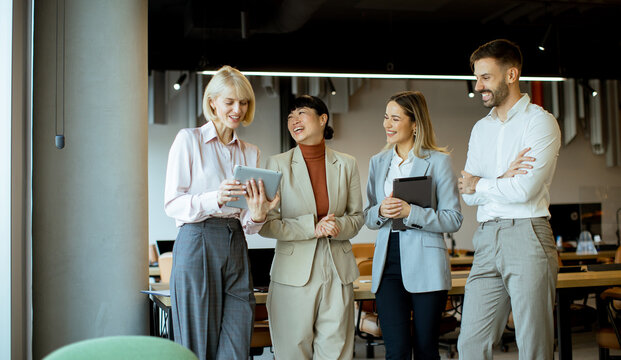 Team collaboration in a modern office during a business meeting - Powered by Adobe