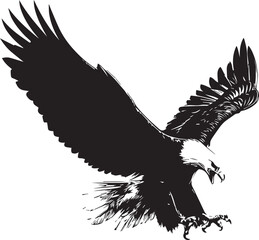 Majestic Eagle Silhouette Vector – Detailed Flying Eagle Illustration