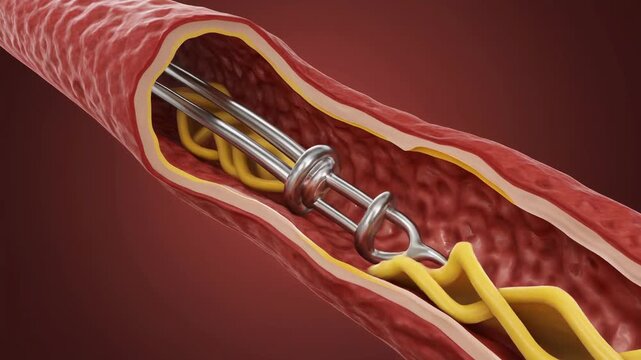 3D Animation of Coronary Artery Stent Expansion in a Blood Vessel