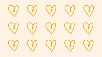 A bright assortment of yellow doodle hearts designed to bring warmth and positivity. Suitable for playful posters, cheerful branding