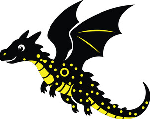 Enchanting Dragon: An illustration of a playful dragon, designed with vivid colors and intricate patterns. 