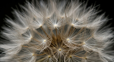 Fototapeta premium Dandelion seed head close up on dark background