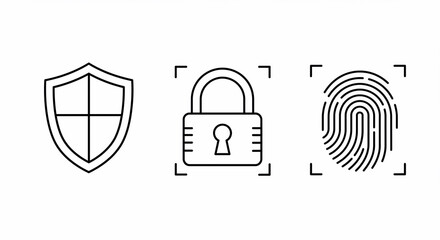 Cybersecurity icons shield lock fingerprint
