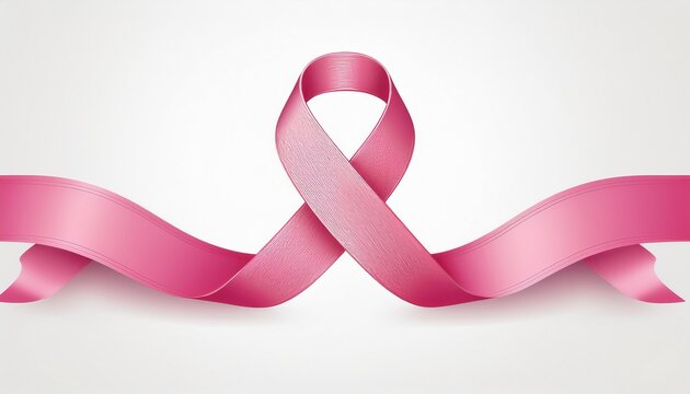 elegant pink ribbon symbolizing breast cancer awareness isolated on white background