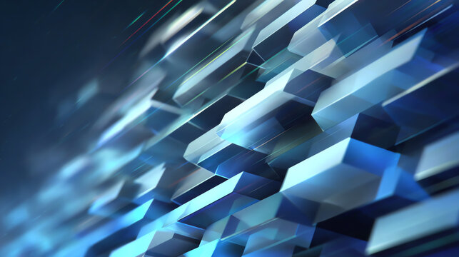 Abstract technology background with blue geometric shapes creating a futuristic design effect.