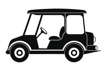 A simplified black silhouette displays an isolated golf cart with a roof and tires