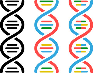vector dna icons isolated on white background. flat dna structure molecule illustration. genetics theme