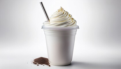milkshake cup plastic cup with milkshake cold drink cup beverage cup with straw sweet milkshake drink white background image